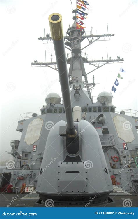 Turret Containing A 5 Inch Gun On The Deck Of Us Navy Guided Missile