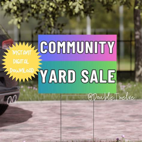 Community Garage Sale Sign Neighborhood Yard Sale Bright Garage Sale