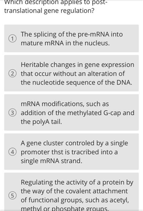 Solved Which Description Applies To Post Translational Gene