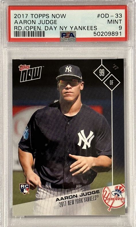 2017 Topps Now Aaron Judge Rookie Card Road To Opening Day Psa Mint 9