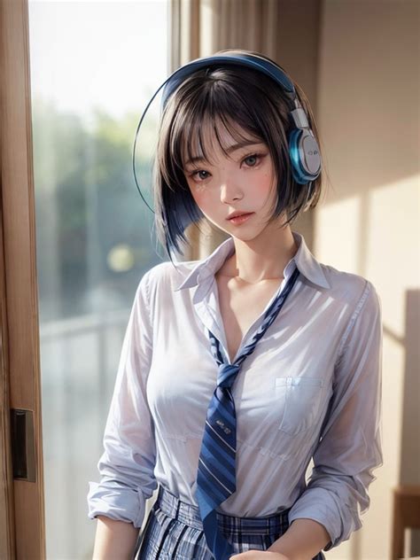 Very Short Hair Noon Blue Hair AI Porn