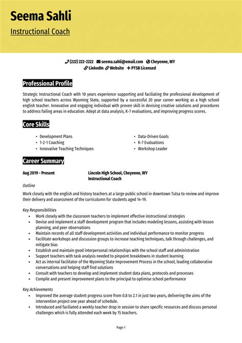 Introducir 103 Imagen Coach Resume Example Abzlocal Mx