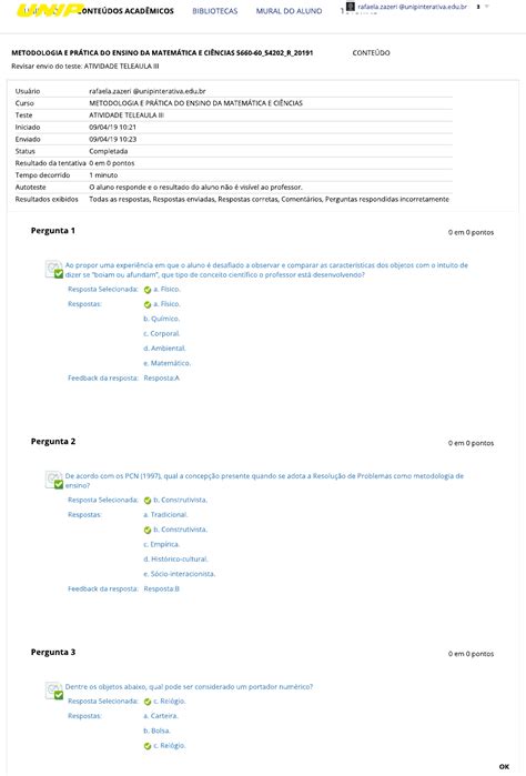Revisar Envio Do Teste Atividade Teleaula Iii Metodologia E
