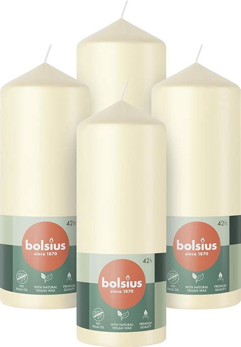 Bolsius Pillar Candles Ivory 4 Pack 15 X 6 Cm Decorative