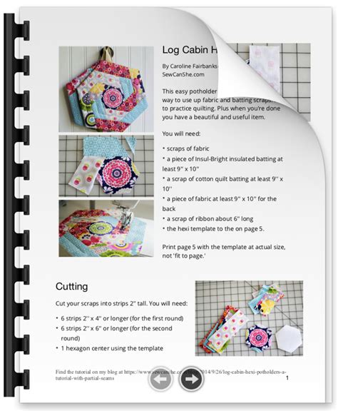 LOG CABIN HEXI POTHOLDER OPTIMIZED FOR PRINTING SewCanShe Free