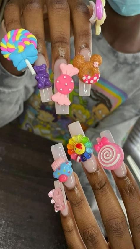 Candy Land Theme Acrylic Nails White Nails Summer Nails