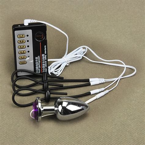 2019 Bdsm Sex Toys Electro Sex Acero Inoxidable Pene Enchufe Anal Choque Eléctrico Anillo Para