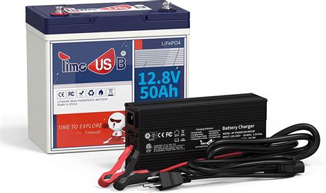 Amazon Timeusb 12V 50Ah LiFePO4 Battery With 14 6V 10A LiFePO4