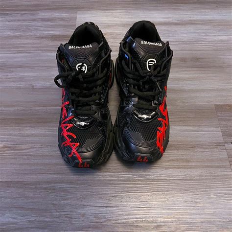 Balenciaga runner red graffiti - Depop