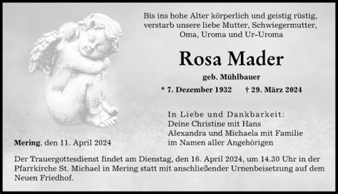 Traueranzeigen von Rosa Mader Allgäuer Zeitung