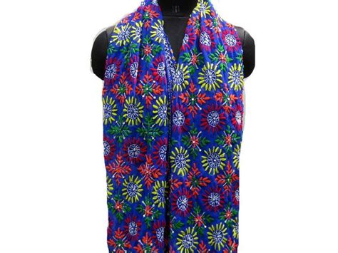 Phulkari Scarf Phulkari Stole Georgette Scarf Scarf Multicolored