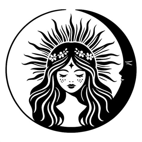 Celestial Moon And Sun Girl Svg Premium Ai Generated Vector