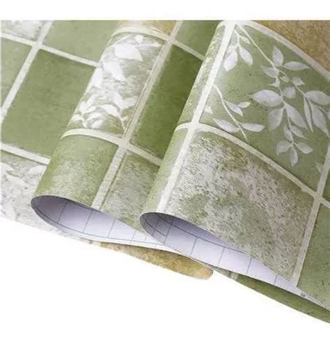 Papel Adhesivo Empapelar Paredes Cocina Azulejos Verde Ilumi Cuotas