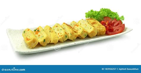 Korean Rolled Egg Recipe Gyeran Mari Stock Image Image Of Party