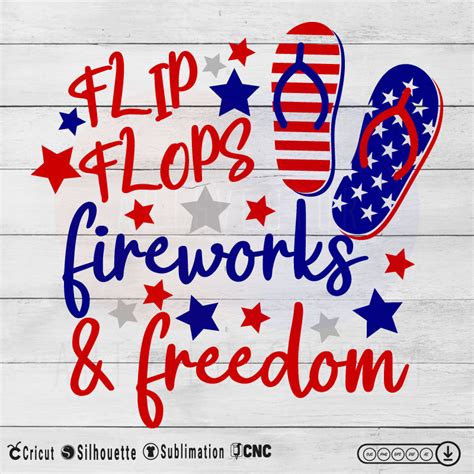 Flip Flops Firework Freedom 4th Of July SVG PNG EPS DXF AI Arts Vector