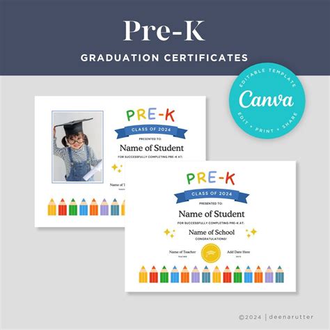 Pre-k Graduation Certificate Template Editable Graduation Diploma - Etsy