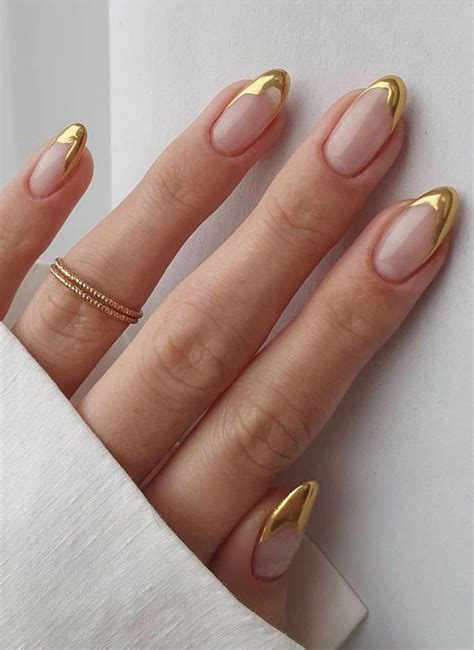 40 Interesting French Tip Nails For A Super Trendy Manicure Gold Tip