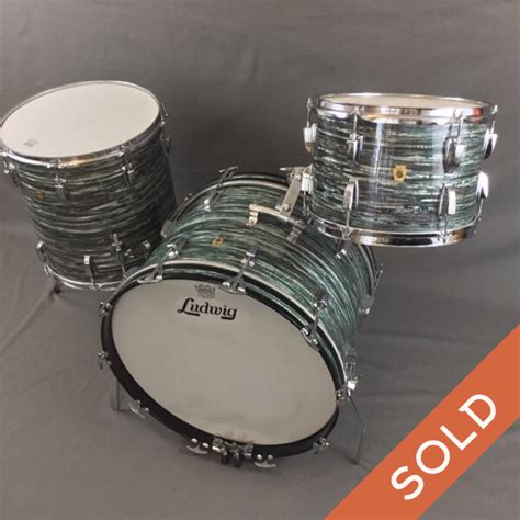 1966 Ludwig Blue Oyster Drum Set 22/13/16 – Orange Tag Vintage Drums