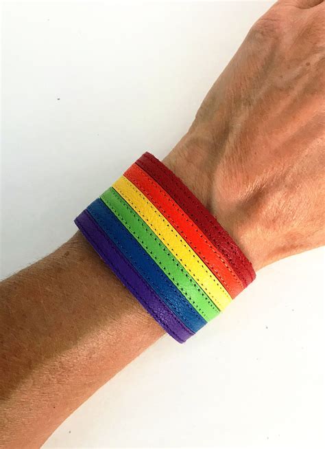 Rainbow Bracelet Leather Gay Pride Cuff Lgbt Lgbtq Lgbtqia Etsy