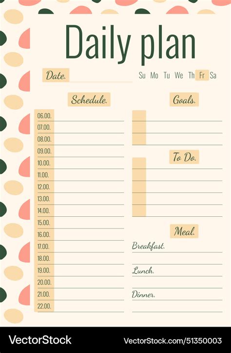 Daily planner Royalty Free Vector Image - VectorStock