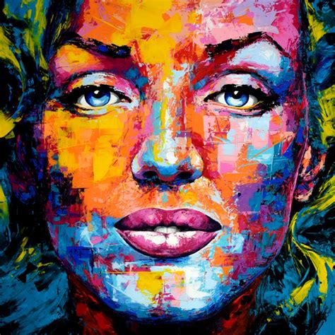 Kunstwerk Original Gem Lde Marilyn Monroe Leinwand Acryl Modern Gesicht