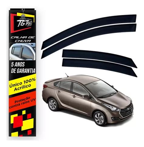 Calha De Chuva Defletor Acrilico Tgpoli Hyundai Hb20s Sedan