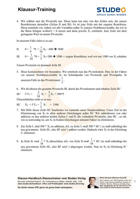 Studeo Musterlösung Simplex Algorithmus PDF