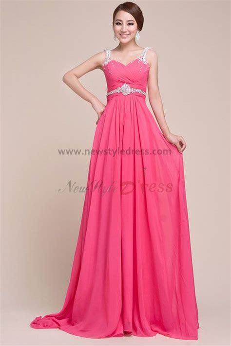 Chiffon Spaghetti V Neck Empire Prom Dresses Chest With Beading Crystal