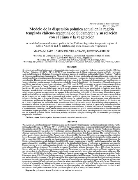 Modelo De La Dispersión Polínica Actual En La Región Templada Chileno