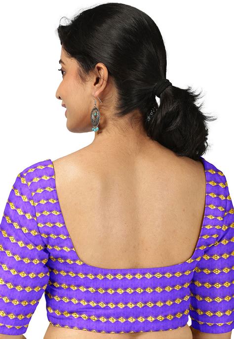 Buy Printed Dupion Silk Blouse In Purple Online DBU922 Utsav Fashion