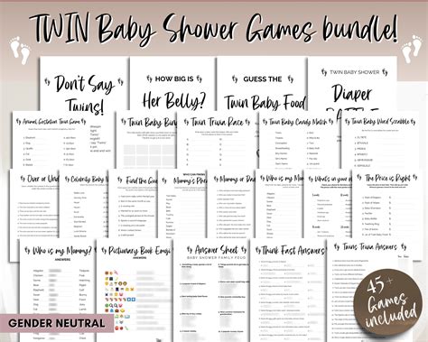 TWIN Baby Shower Games BUNDLE | Includes Twin Baby Trivia And More!