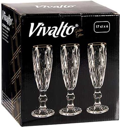 Vivalto Wijnglazen En Champagneglazen Set 12x Kristal Look Gouden