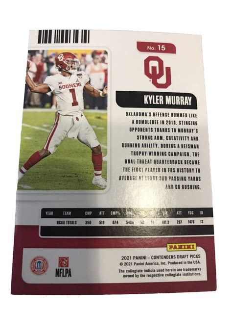 Kyler Murray Panini Contenders Draft Picks Season Ticket Arizona