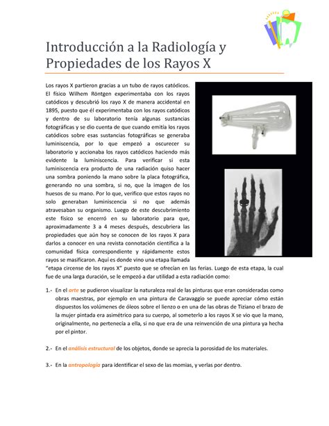 Introducción radiología y propiedades de los rayos X Introducción a