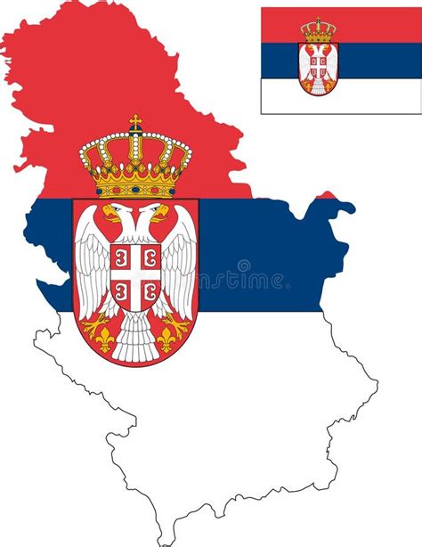 Vector Map Of Serbia With Flag Isolated White Background Stock Vector