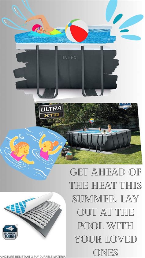 An Advertisement For The Inflatable Swimming Pool With Pictures And