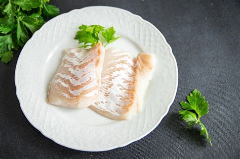 Bacalao Pescado Blanco Filete Sin Piel Comida Fresca Bocadillo En La