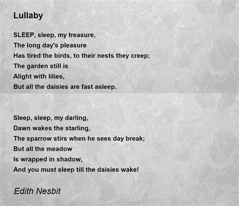 Lullaby by Edith Nesbit - Lullaby Poem