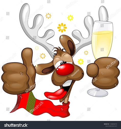 Reindeer Drunk Funny Christmas Cartoon Character Stock Vector (Royalty Free) 1149839210 ...