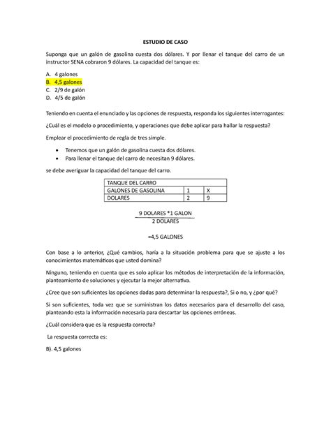 Estudio DE CASO 1 1 Razonamiento Sena ESTUDIO DE CASO Suponga Que