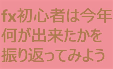 Fx初心者は今年何が出来たかを振り返ってみよう