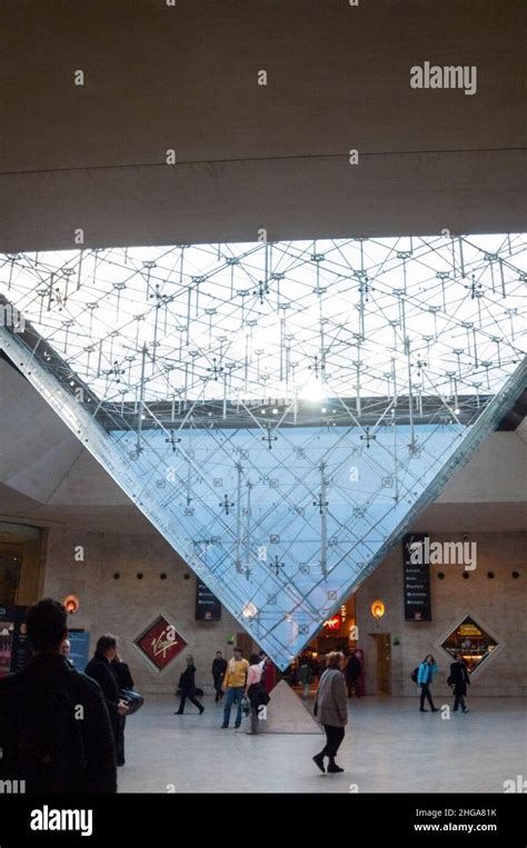 Inverted Pyramid Of The Underground Lobby Beneath The Louvre Pyramid Is