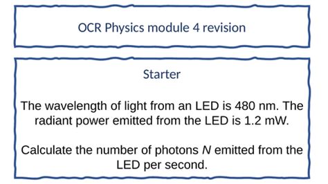 OCR Physics A module 4 revision lesson | Teaching Resources