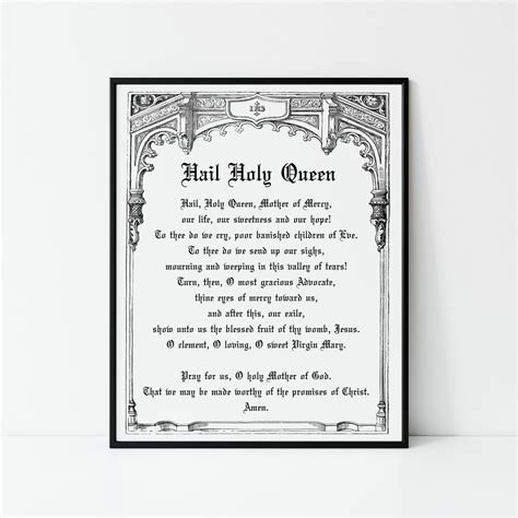 Hail Holy Queen Catholic Printable Prayer Catholic Rosary Prayers ...