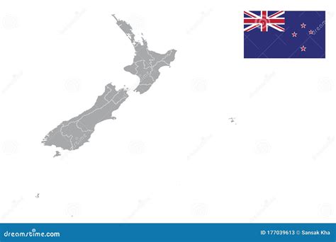 New Zealand Map With Flag Stock Vector Illustration Of Cartography