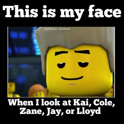 a lego character with a caption that reads, this is my face when i look ...