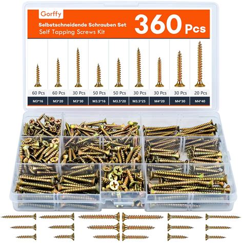 Gorffy Schrauben Set Holzschrauben Selbstschneidende Schrauben Mit