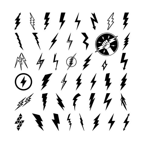 Lightning Bolt Flash Icon Set Energy Power Charge Sign Thunderstrike