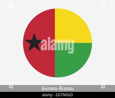 Guinea Bissau Badge Round Logo Of Country With Triangular Mesh Map And