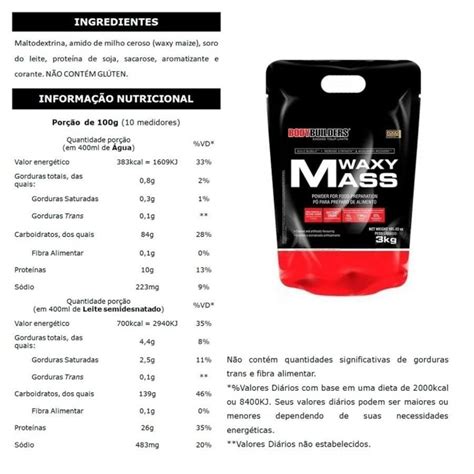 Kit Bodybuilders Waxy Mass Morango Kg Whey Protein Morango G